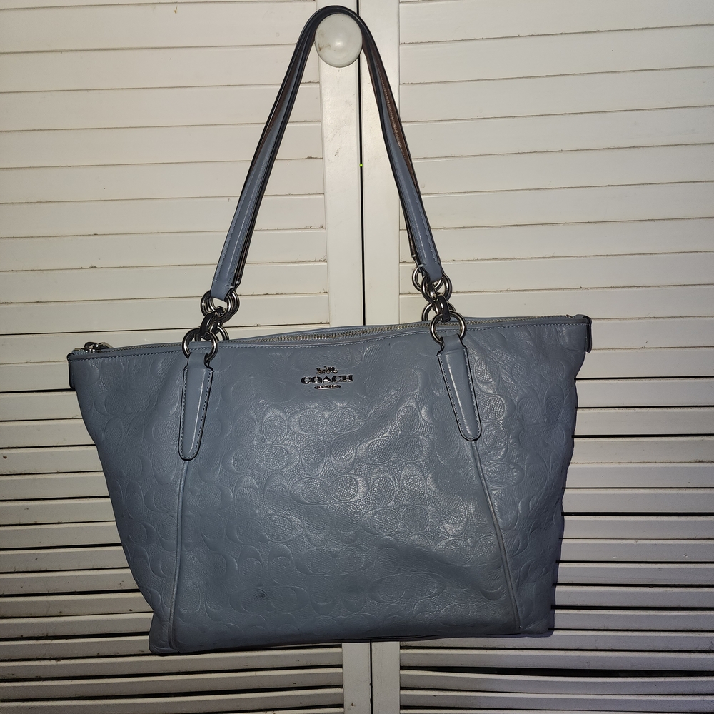 Coach Blue Leather Tote Bag